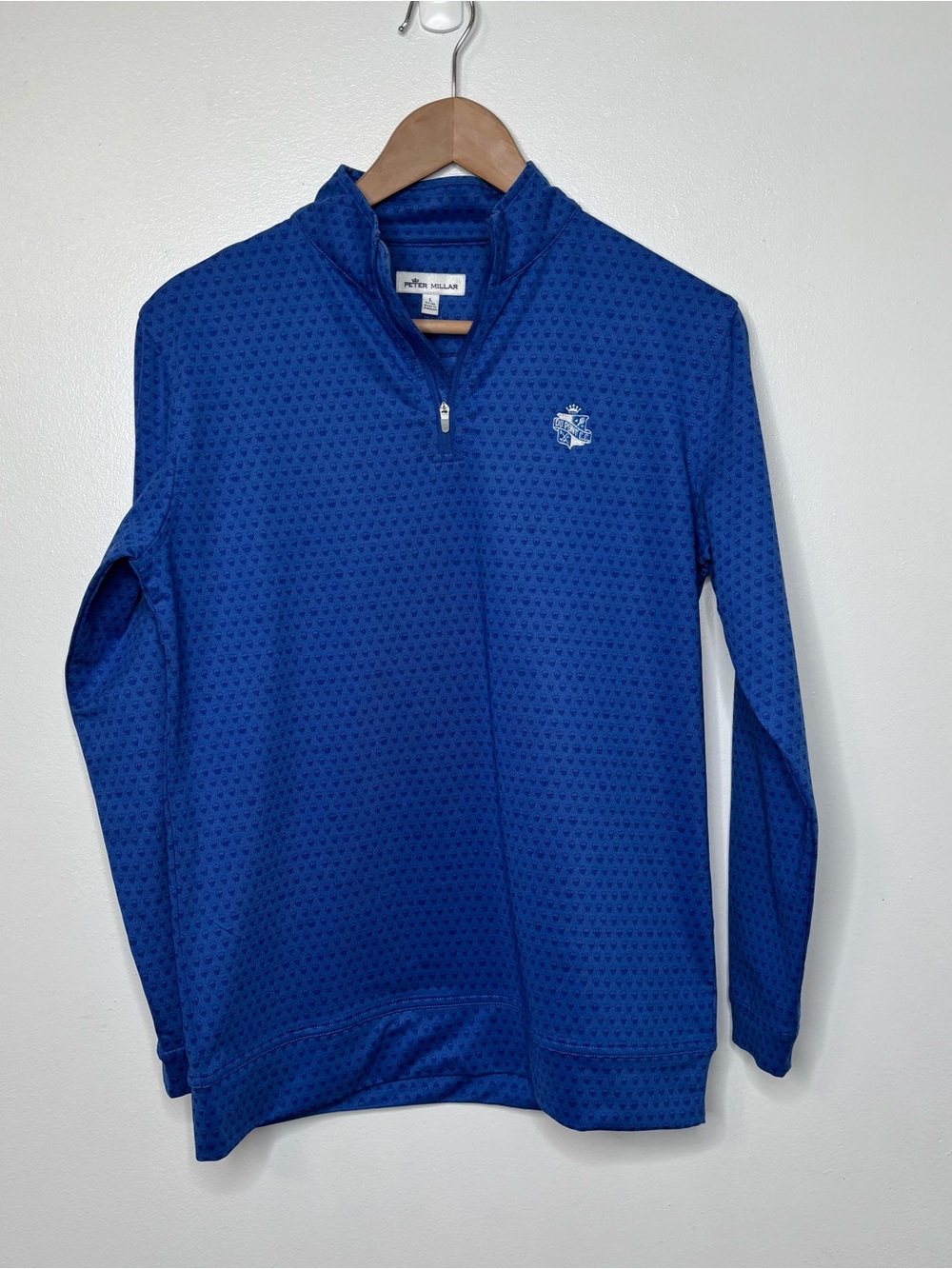 Peter Millar Boys Youth Sz Large (11-12) Blue Skull Quarter zip Pullover